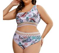 XIAOQENAN Maillot de bain femme épaule unique imprimé fleur maillot de bain taille haute charme