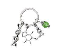 XIAOQENAN Porte-clés scientifique microscope mesurant molécules de verre, anneaux de chimie, chaînes de structure pour bijoux, porte-clés inspiré de la biologie, a, taille unique