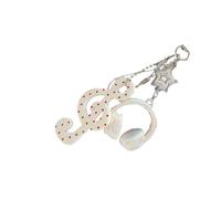 XIAOQENAN Porte-clés tendance en résine mélangeant des symboles de musique rétro à pois pour un usage quotidien, blanc, taille unique