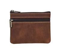 XIAOQENAN Porte-monnaie traditionnel en cuir troublé avec plan de développement de film naturel résistant à l'usure, rouge/marron