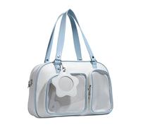 XIAOQENAN Sac à bandoulière élégant en polyuréthane - Grande capacité - Transparent - Affichage des broches - Sac sous les bras pour un usage quotidien - Transparent, blanc/bleu, One Size