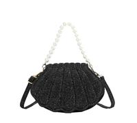 XIAOQENAN Sac à bandoulière moderne en cuir synthétique pour femme - Sac à main spacieux en cuir synthétique - Sac à main à perles pour un sac en polyuréthane essentiel au quotidien, Noir , One Size