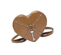 XIAOQENAN Sac à bandoulière multifonction en forme de cœur en cuir PU pour femme avec rivets pour moto, petit porte-monnaie pour filles, sac à bandoulière multifonction, BN, One Size
