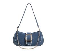 XIAOQENAN Sac à main compact en jean tendance avec détails de chaîne pour femme, sac à bandoulière décontracté pour téléphone et portefeuille, rangement essentiel, sac à bandoulière pour femme