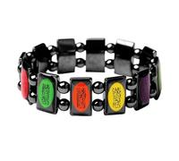 XIAOQENAN Symbole perlé aux couleurs vives Drip Art Peau sensible Confort pour le quotidien Bracelet de force spirituelle, taille unique, Comme décrit