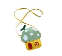 XIAOQENAN Unique Filles en forme de champignon Petit sac à bandoulière avec fermeture éclair PU Cuir Pochette de voyage Téléphone Sac à main Sac de maison en forme de champignon de dessin animé, Vert