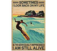XIAOQIU Plaque en métal rétro « Sometimes I Look Back On My Life » en aluminium vintage pour cuisine, maison, café, décoration murale 20,3 x 30,5 cm
