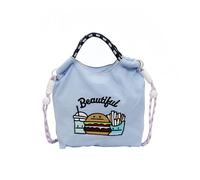 XIAOQIXI Sac à main d'été super mignon en toile de dessin animé brodé sac à bandoulière pour filles, bleu, 27×15×10cm
