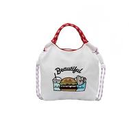 XIAOQIXI Sac à main d'été super mignon en toile de dessin animé brodé sac à bandoulière pour filles, blanc, 27×15×10cm