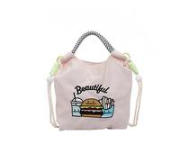 XIAOQIXI Sac à main d'été super mignon en toile de dessin animé brodé sac à bandoulière pour filles, rose, 27×15×10cm