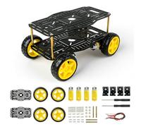 XiaoR GEEK Kit de châssis de voiture robot, châssis intelligent en alliage d'aluminium double couche avec 4 moteurs WD TT, plate-forme robot éducative STEM compatible avec Arduino Raspberry Pi Micro