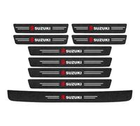 XIAOSAXIAODE Protections Seuils de Porte pour Suzuki Swift Sport 2017 2018 2019 2020 2021 2022 2023, Fibre de Carbone Texture Cuir, Haute Résistance Aux Rayures, Surface Imperméable,Black