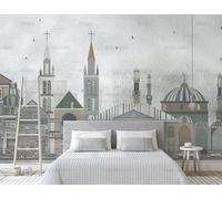 XIAOSENXIAORAN Papier Peint Intissé Architecture City Poster Geant Mural Pour Salon Chambre Chambre Restaurant Décoration Murale 450Cm(W)*315Cm(H)