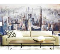 XIAOSENXIAORAN Papier Peint Intissé New York City Landscape Oil Painting Poster Geant Mural Pour Salon Chambre Chambre Restaurant Décoration Murale 400Cm(W)*280Cm(H)