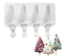 XiaoShenLu Ice-Cream Silicone Bar Mould, Ice Cream Mold, Moule à Crème Glacée pour Crème Glacée DIY et 50 Bâtonnets en Bois, 4 Trous Triangles-A