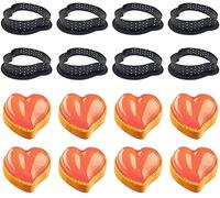 XiaoShenLu Moule à GâTeau Anneau à Tarte de PâTisserie Coupeur Perforé Forme Mousse Cercle DéCorateur de Dessert, 8pcs Coeur