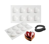XiaoShenLu Moule à gâteau en Silicone, moules 3D pour Glace Chocolat Pâtisserie Dessert, Outil croustillant en Forme de Coeur en Plastique, 8 Trous Forme de tordus Coeur