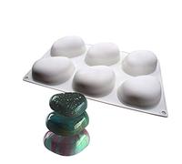 XiaoShenLu Moule à gâteau en silicone - moules de bricolage fait à la main de cuisson 3D, 6 trous forme de pierre, blanc