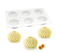 XiaoShenLu Moule à gâteau mousse française en silicone 3D fournitures de boulangerie bricolage chocolat savon bougie moule, 6 trous crème de citrouille