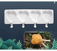 XiaoShenLu Moule Glace, Moule à Glace en Silicone pour Réutilisables avec 50 Bâtonnets en Bois, Moule à Popsicle pour Maison Dessert, Jus de Fruits, Yoghurt, Crème Glacée, 4 Trous Coeurs