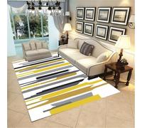Xiaosua Tapis Geant deveil Bebe Garcon Jaune de Salon Domestique 100x160CM rayé Moderne Gris Facile à Nettoyer Salle Manger Moelleux
