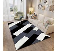 Xiaosua Vestiaire Tapis Anti Glisse pour Bleu d entrée Interieur 200x300CM géométrique Moderne Noir antidérapant et Non déformé Couloir Long Chambre ado Garcon