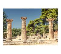 Xiaoterna 1,5x1m Colonnes grecques en Pierre Arbre à Pilier de sanctuaire Grèce Antique Fond Photographique Colonne de l'édifice Historique Grec de l'Olympie Toile de Fond de Voyage et de Vacances
