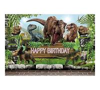 Xiaoterna 2,2x1,5m Toile de Fond pour Dinosaures Sauvages Toile de Fond pour la Douche de bébé d'un garçon du Monde des Dinosaures Arrière Plan Dinosaure Forêt Primitive Arbre Feuilles Pierre