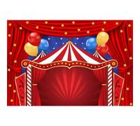 Xiaoterna 2,5x1,8m Toile de Fond sur Le thème du Cirque et du Carnaval Rideau Rouge Etoiles Fond Photographique Fête d'anniversaire Toile de Fond pour fête de Cirque Décorations