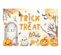 Xiaoterna 2,7x1,8m Fantôme Mignon de Dessin animé Blanc Fond d'halloween Fantôme Effrayant à l'aquarelle Citrouilles Araignée des Bonbons ou Un Sort Fond Photo pour la fête d'halloween à l'école