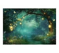 Xiaoterna 2,7x1,8m Fond de Forêt Jungle Safari Vue de Nuit Arbre Vert Papillon Fond Photographique Jardin de Charme au Printemps Forêt enchantée de fées Toile de Fond Fournisseurs de décoration