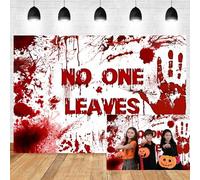 Xiaoterna 2,7x1,8m Halloween Toile de Fond Empreinte sanglante terrifiante Scène de Crime Texture de Taches de Sang éclaboussées Halloween Fond pour la Photographie Décoration d'une fête effrayante