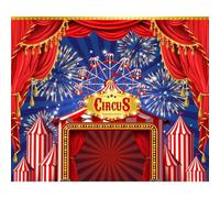 Xiaoterna 3,5x2,5m Bienvenue au Carnaval Toile de Fond Carnaval Feu d'artifice coloré de Nuit Ciel Fond Photographique de la Grande Roue Feu d'artifice étoiles Grand chapiteau Toile de Fond Cirque