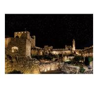 Xiaoterna 3,5x2,5m Fond de la Vieille Ville de Jérusalem Tour d'Israël Mur de Pierre Vintage Paysage Urbain Vue Nocturne Fond Photographique Sites historiques Terre Sainte Église Décoration