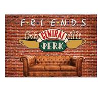 Xiaoterna 3x2,5m Central Perk Toile de Fond Mur de Briques Rouges Vintage Fête du thé Fond Photographique pour réunion d'amis Pub rétro Canapé Café Coupe Anniversaire Toile de Fond