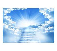 Xiaoterna 3x2,5m Toile de Fond Paradis Escalier vers Le Paradis Dieu Bénit Fond Photographique Escalier vers Le Paradis Saint Ciel Bleu Clair Nuages Toile de Fond Décoration de fête