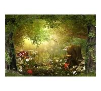 Xiaoterna 3x2m Jardin de Champignons de Conte de fées Toile de Fond pour la Photographie Toile de Fond Forêt enchantée Toile de Fond pour Photographie de Printemps avec Fantaisie dans Les Bois