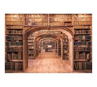 Xiaoterna 4,5x2,5m Etagère Bibliothèque Fond d'étude Toile de Fond étagère en Bois Rustique Fond Photographique bibliothèque rétro Enseignant Étudiant Étude en Ligne Accessoires de Tournage vidé
