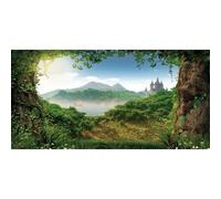 Xiaoterna 6x3m Fond de scène Forêt Fond Photographique de la forêt enchantée du Printemps Conte de fées Forêt brumeuse Château Montagne Lac Lever de Soleil Pays des Merveilles Toile de Fond