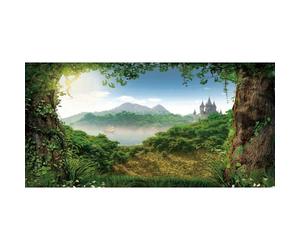 Xiaoterna 6x3m Fond de scène Forêt Fond Photographique de la forêt enchantée du Printemps Conte de fées Forêt brumeuse Château Montagne Lac Lever de Soleil Pays des Merveilles Toile de Fond