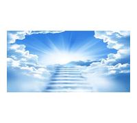 Xiaoterna 6x3m Toile de Fond Paradis Escalier vers Le Paradis Dieu Bénit Fond Photographique Escalier vers Le Paradis Saint Ciel Bleu Clair Nuages Toile de Fond Décoration de fête