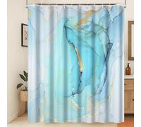 Xiaoterna Bleu Points d’Or Le marbre Rideau de Douche Art concis Moderne Rideau de Salle de Bain imperméable Résumé résumé Esthétique contemporaine décoration de Salle de Bains 150x200cm