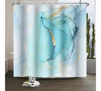 Xiaoterna Bleu Points d’Or Le marbre Rideau de Douche Art concis Moderne Rideau de Salle de Bain imperméable Résumé résumé Esthétique contemporaine décoration de Salle de Bains 180x240cm