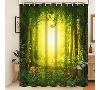 Xiaoterna Conte de fées Rideau de Douche forêt Fantastique Jungle des Bois Rideau de Salle de Bain Paysage Naturel Rideau de Douche Lever de Soleil Tissu imperméable et Lavable en Machine 180x180cm
