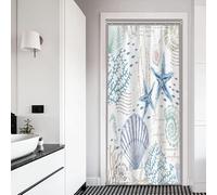 Xiaoterna Été Vie Marine Rideau de Douche Blanc Côte Nautique rétro Étoile de mer Coquillage Corail Hippocampe Rideau de Salle de Bain sous l'eau Décoration de Salle Flore et Faune 90x180cm