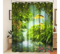 Xiaoterna Rideau de Douche Conte de fées forêt Fantastique Conte de fées printanier Rideau de Douche forêt enchantée Rideau de Douche ver luisant Tissu imperméable et Lavable en Machine 180x200cm
