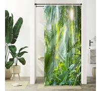 Xiaoterna Rideau de Douche Printemps Forêt Tropicale Jungle Verte luxuriante Rideau de Salle de Bain Lever de Soleil Rideau de Douche Tissu imperméable et Lavable en Machine 90x180cm