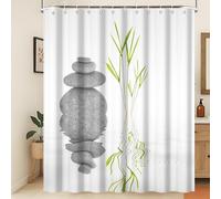 Xiaoterna Spa Jardin Rideau de Douche Pierre Rideau de Douche Spa Rideau de Douche Méditation Paix Rideau de Douche Spa Japonais Pierres Herbe Eau Tissu imperméable et Lavable en Machine 120x200cm