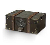 xiaowanwan Coffre Tresor,23.5 x 16 x 9.5cm,Coffre au Trésor en Bois Vintage,Boîte à Tresors pour Accessoires de Fête, Rangement et Décoration (Gris noir)