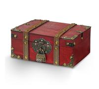 xiaowanwan Coffre Tresor,24 x 17 x 9.5cm,Coffre au Trésor en Bois Vintage,Boîte à Tresors pour Accessoires de Fête, Rangement et Décoration (Rouge)